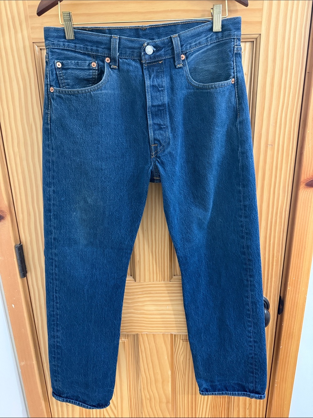 Levi's 501 Straight Leg Jeans in Dark Blue Denim